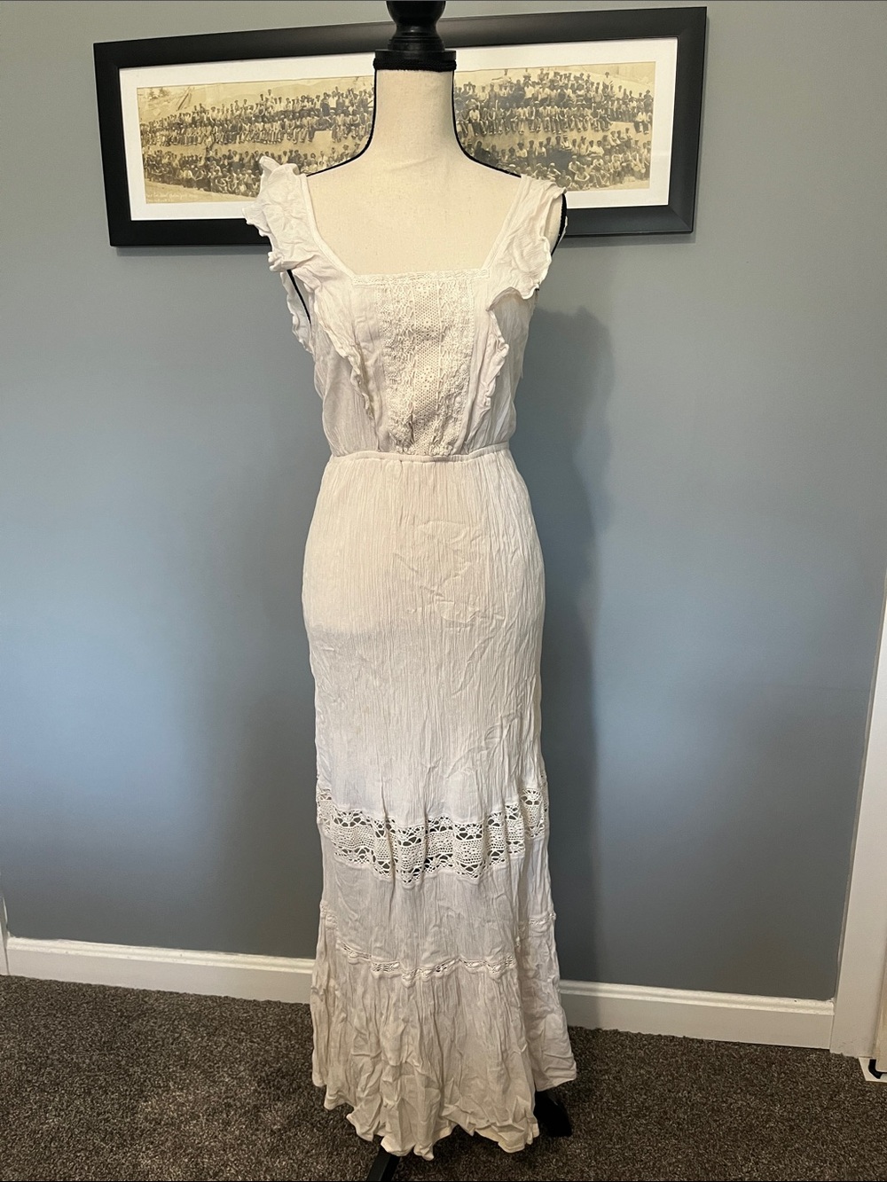 Mossimo Supply Co. White Lace-Trim Maxi Dress